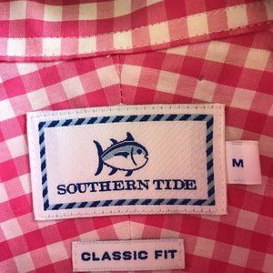SOUTHERN TIDE SKIP JACK PINK WHITE STRIPED TRIM BUTTON DOWN CLASSIC MENS SHIRT